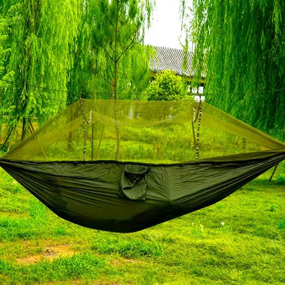 Anti-Rollover Double Hammock with Mosquito Net for Outdoor Camping / Cottage Use